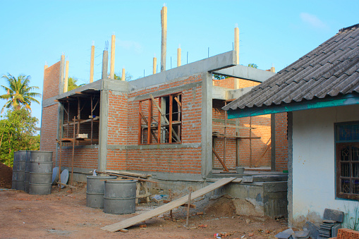 A new house brick and mortar structure building and construction.